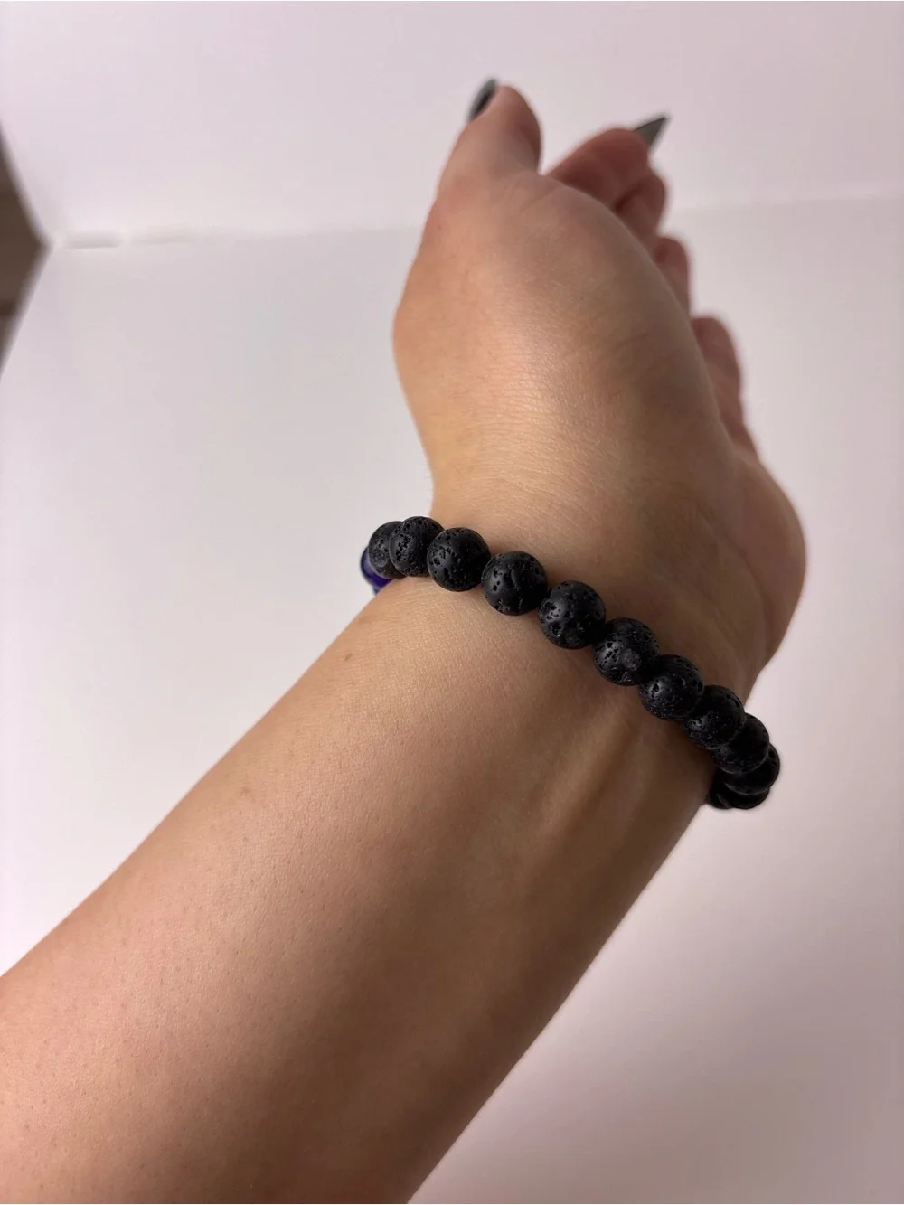 Black Lava Bead Chakra Bracelet with Multicolor Accent Beads